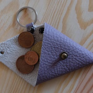 Natural leather keychain and mini purse