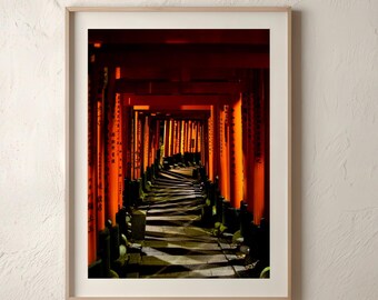 Torii Gate Tunnel Fine Art Photography Print, Fushimi Inari Shrine Kyoto Japan