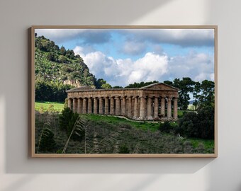 Greek Temple Print | Segesta Sicily Architecture | Timeless Mediterranean Art | Living Room Decor | Travel Lover Gift