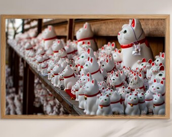 Maneki-neko Print | Japanese Lucky Cat Art | Traditional Cultural Decor | Living Room Wall Art | Housewarming Gift