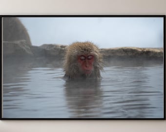 Japanese Snow Monkey Print | Jigokudani Wildlife Photography | Fine Art Print | Living Room Wall Art | Japan Wildlife Lover Gift