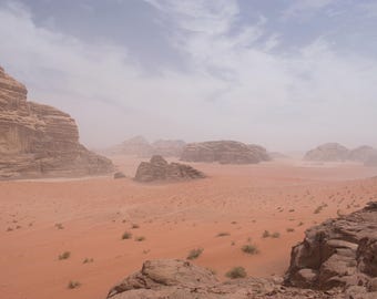 Wadi Rum Desert Wall Art - Jordan Photography Print - Red Rock Landscape - Travel Nature Decor