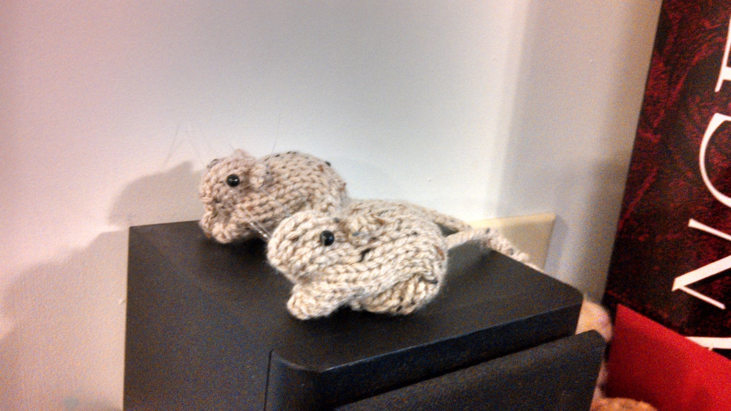 Knitted Gerbil 15 (Beige with black specks)