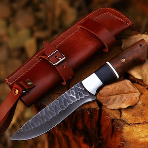 Custom Handmade  Hunting Knife With Pure Leather Sheath Hunting Knife , Bush craft Knife , Gift For Hunters Personalized Gift