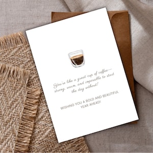 Carte imprimable café, expresso, joyeux anniversaire, carte pour elle, carte pour lui, cadeau personnalisé, numérique, petite amie, petit ami, grains de café