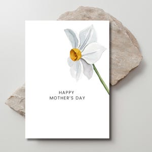 Tarjeta del Día de la Madre con Narciso en Acuarela (Descarga Digital)
