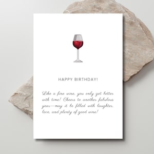 Druckbare Wein Karte, Rotwein, Happy Birthday, Karte für Sie, Karte für Ihn, personalisiertes Geschenk, Digital, Geschenk, Weinglas, Getränk, Feiner Wein