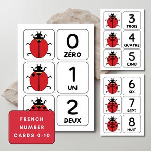 French Number Cards 0–10 Printable | Ladybug Counting Activity for Preschool | Learn to Count in French | Kids Math Flashcards