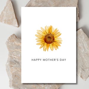 Printable Floral Mother's Day Card – Sunflower Watercolor Design – Digital Download – Instant Download