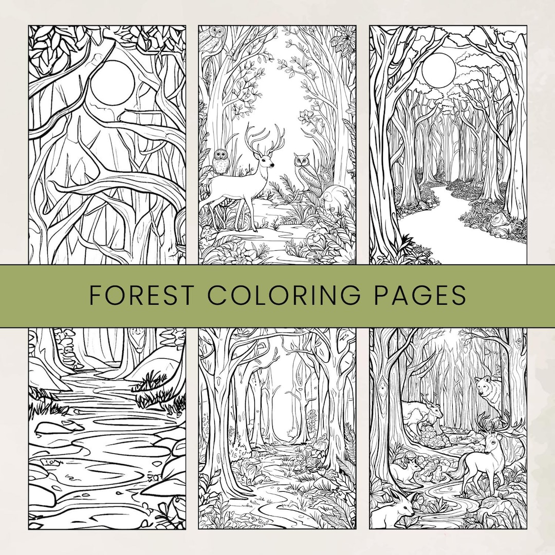 Printable Mystical Forest Coloring Pages: Relaxing Woodland Scenes ...