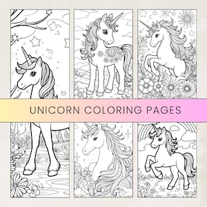 Magical Unicorn Coloring Pages: Grayscale Fantasy Art (PDF Download)