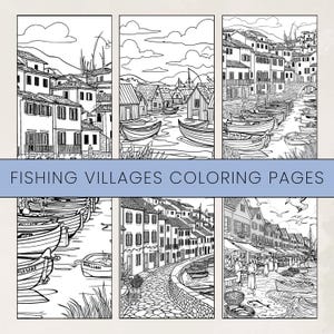 Italian Fishing Villages Coloring Pages: Printable Coastal Scenes (Digital Download)