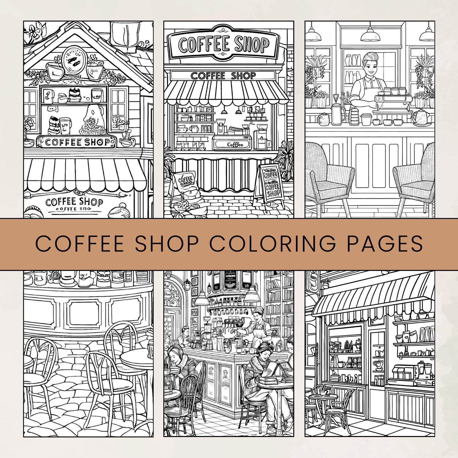 Coffee Shop Coloring Pages: Cozy Cafe Scenes (Digital Download)