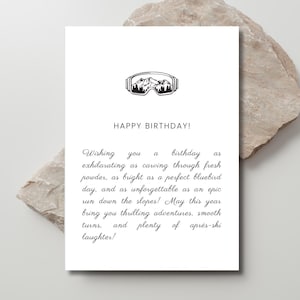 Printable Skiing Card, Birthday Card, Happy Birthday, Card For Her, Card for Him, Personalised Gift, Digital, Adventure, Snowboarding, Ski