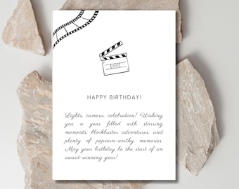 Movie Birthday Card: Film Lover Gift (Printable PDF & PNG)