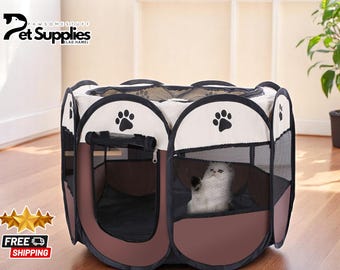 Tragbares Haustierzelt | Faltbares Hunde und Katzen Haus | Sommerbett für In & Outdoor | Atmungsaktives Gehäuse Nest | Abnehmbarer Shelter-Design