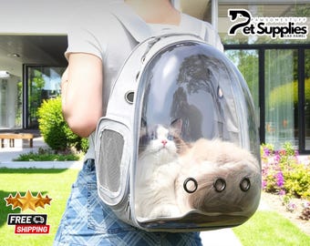 Haustier Kapsel Träger Rucksack | Transparente Tasche für Wandern & Outdoor | Belüftete Seifenblase für Katzen und kleine Haustiere | Bequemes Reise-Accessoire