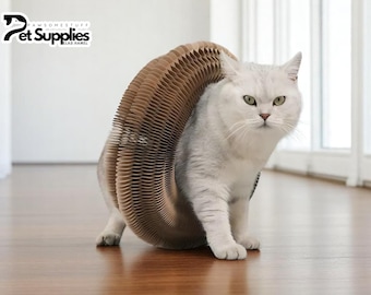 Krabspeeltje katten | Interactief krabontwerp | Opvouwbaar bed in krulstijl | Duurzaam milieuvriendelijk karton | Leuk voor kittens en honden