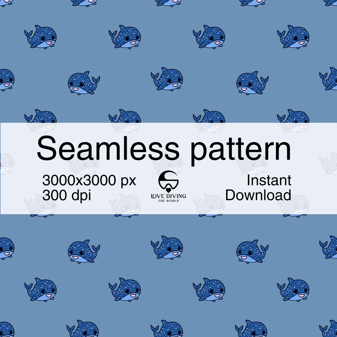 WHALE SHARK Seamless Pattern Repeat Pattern for Fabric, Under the Sea ...