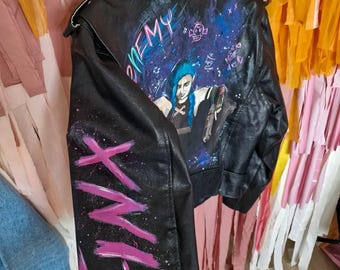 Custom painted anime leather jacket