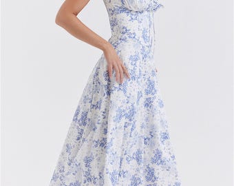 Halter Dress, Milkmaid Dress, Printed Sleeveless Dress, Summer Beach Dress, Vintage Floral Fairy Dress, Holiday Dress, Party Princess Dress - Etsy Halter Dress, Milkmaid Dress, Printed Sleeveless Dress, Summer Beach Dress, Vintage Floral Fairy Dress, Holiday Dress, Party Princess Dress - Etsy