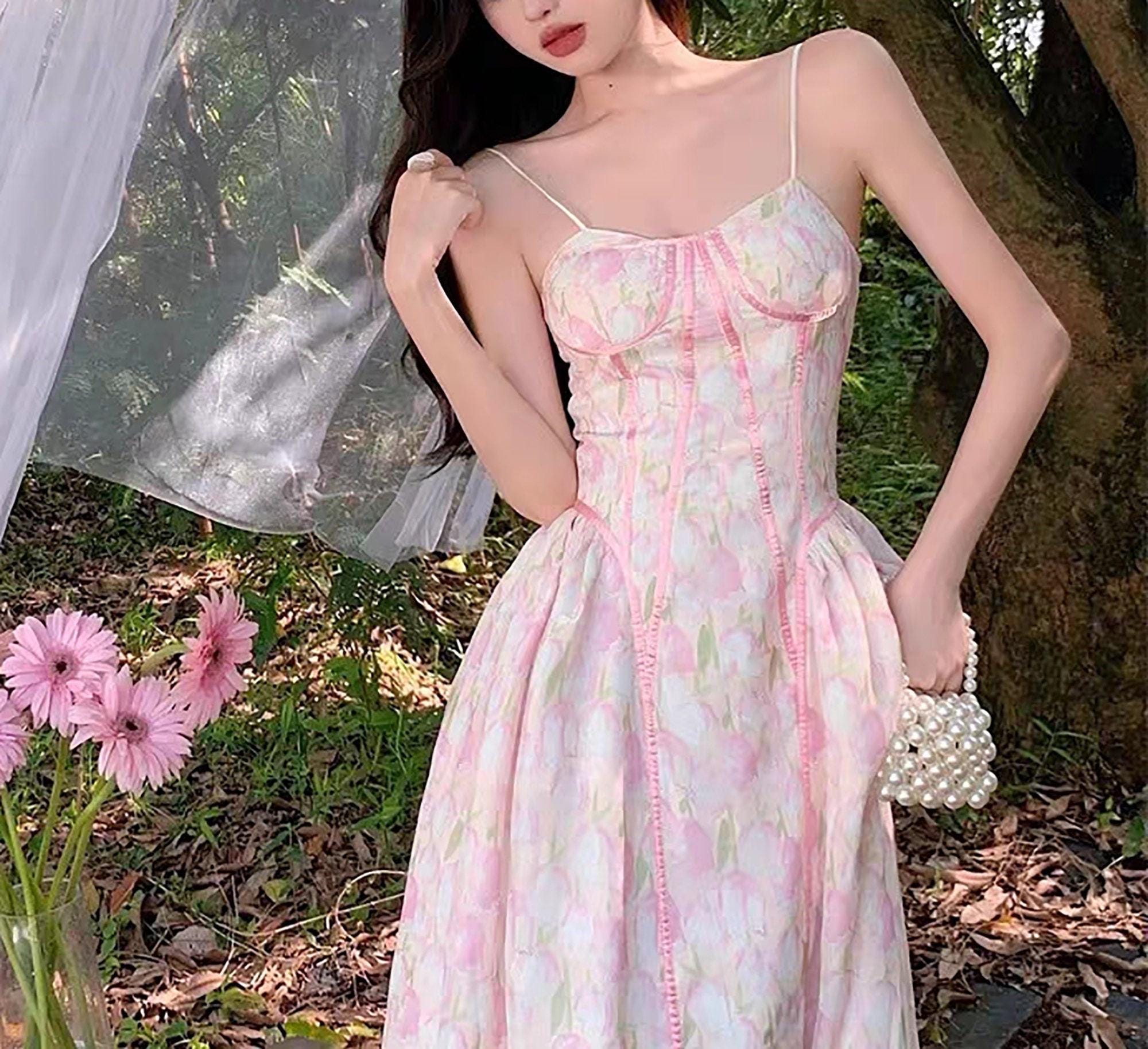 Pink Milkmaid Dress - Etsy