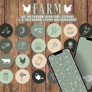 Farm Instagram highlight covers & story backgrounds | Homesteading farming gardening cottage style IG covers. Social media green