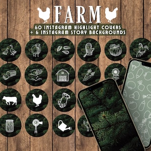 Farm Instagram highlight covers & story backgrounds | Homesteading farming gardening cottage style IG covers. Social media pine tree