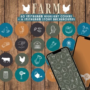Farm Instagram highlight covers & story backgrounds | Homesteading farming gardening cottage style IG covers. Social media