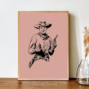 Lone Cowboy Outlaw Western print wall print | Southwest Country Western decor art | Cowboy style poster