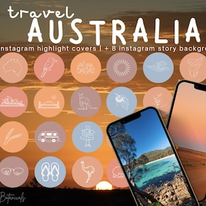 Australian travel Instagram highlight covers & story backgrounds | Ozzie road trip wanderlust boho IG. Caravan fishing outdoors Social media