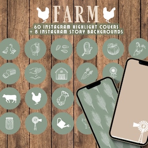 Farm Instagram highlight covers & story backgrounds | Homesteading farming gardening cottage style IG covers. Social media green