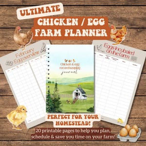 Chicken Egg Tracker Printable | Monthly & Annual Egg Log | Homestead Chicken Journal Incubation, Hatching, Farm Expense PDF 20 digital Pages