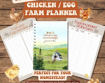 Chicken Egg Tracker Printable | Monthly & Annual Egg Log | Homestead Chicken Journal Incubation, Hatching, Farm Expense PDF 20 digital Pages