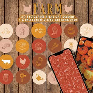Farm Instagram highlight covers & story backgrounds | Homesteading farming gardening cottage style IG covers. Social media Fall colours