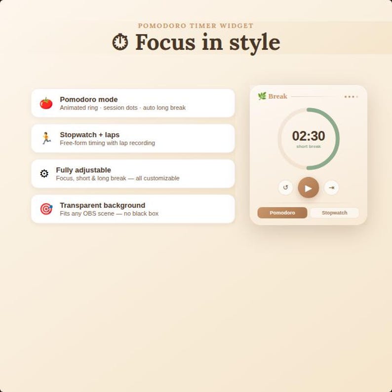 Cozy OBS Widget Bundle | Pomodoro Timer + Task List for Twitch | Study ...