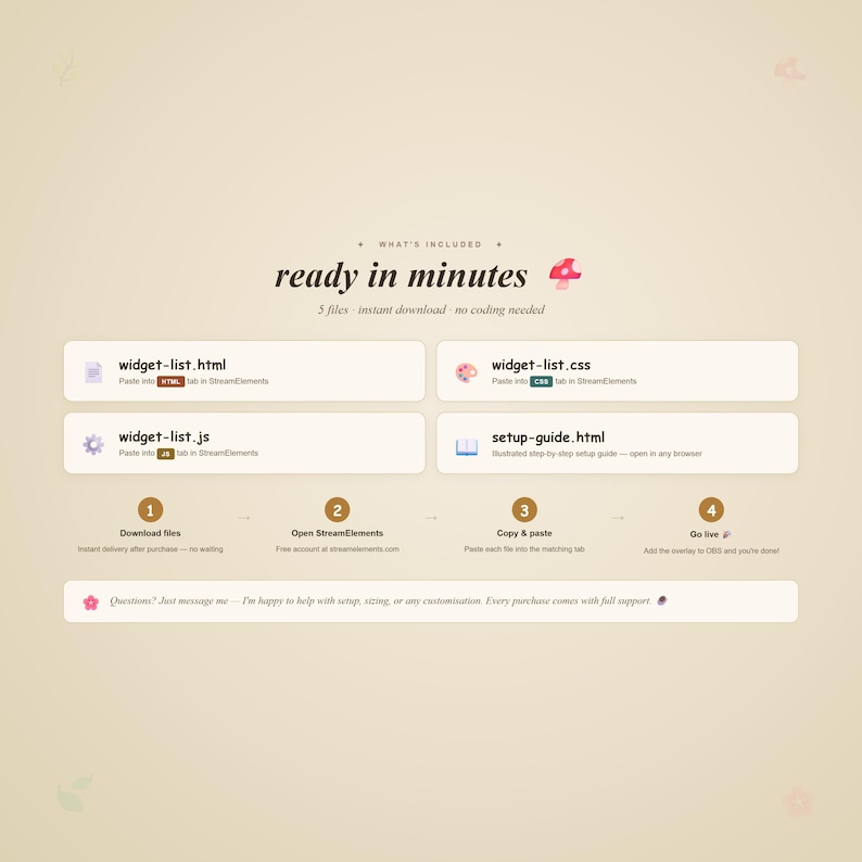 Widget Task Instructions Cottagecore Co-working Widget for Twitch - Cozy Task List Overlay ...