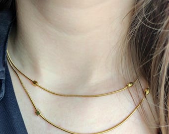 Roestvrijstalen dubbellaagse ketting, choker met bolkralen, sierlijke minimalistische waterdichte sieraden