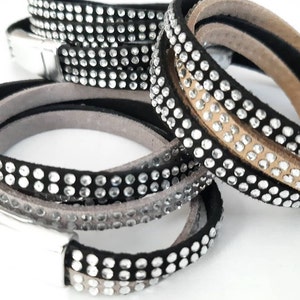 Slake Wrap Bracelet for Women, Slake Bracelet, Bracelet for Women, Crystal, Micro Fiber Bracelet, Silver Wrap, Rhinestone Bracelet image 5