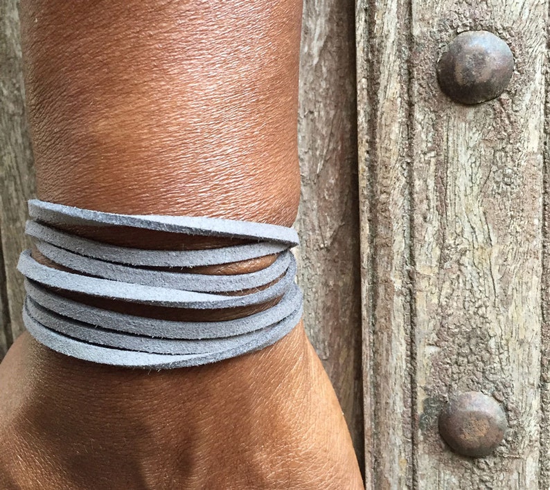 Double Wrap Leather or Faux Suede Choker Necklace Choker Wrap Necklace Necklace Bracelet Circle Ring