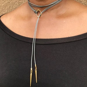 Gargantilla de cuero con junta tórica, collar en Y, gargantilla Boho, gargantilla envolvente, regalo para ella, lariat, collar Y, joyería Boho imagen 9