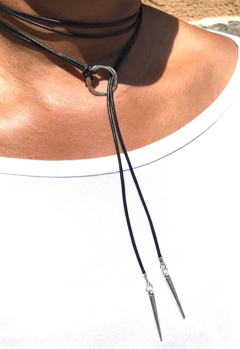 Black Choker Black Leather Choker Choker Necklace Circle Etsy