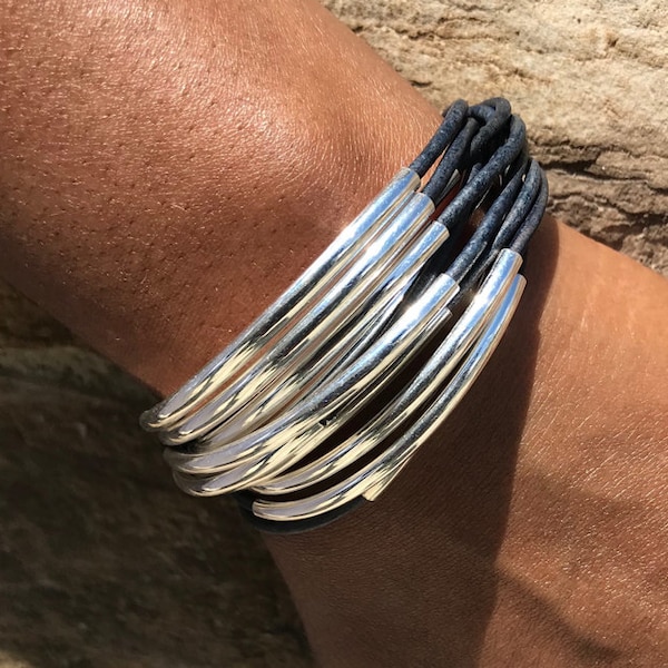 Multi Wrap Bracelet, Tube Bracelet, Magnetic Clasp, Silver Tube Bracelet, Silver Wrap Tube Bracelet, Silver Wrap Tube Bracelets, Tube Wrap