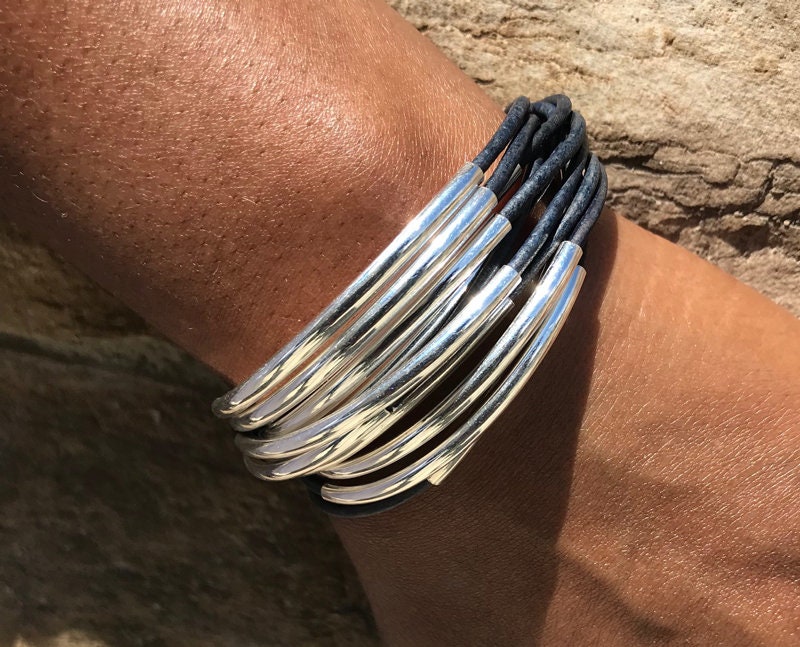 Silver Tube Bracelet - Etsy