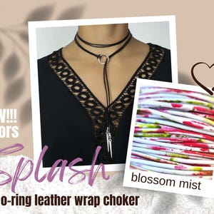 O-Ring Wrap Choker Long Necklace, Lariat Necklace, Leather Choker, Circle Necklace, Choker, Statement, Dainty Necklace, Gift for Her