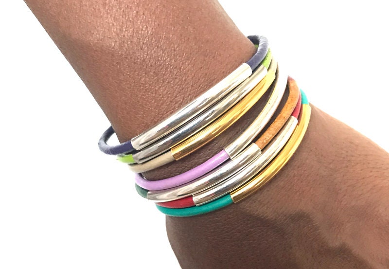 Bracciale Avvolgente In Pelle Bohémien Donna Con Cuore Magnetico - Fatto A Mano, Regolabile, Grigio Argento