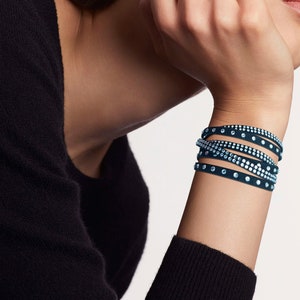 Strass Wickelarmband, Slake Armband, Armband für Frauen, Kristall Armband, Mikrofaser Armband, Silber wickeln, Strass Armband