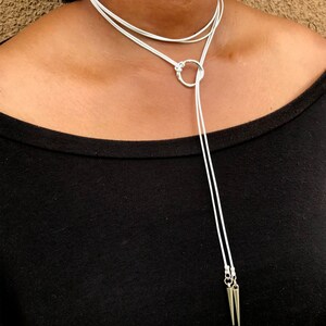 Leather Choker, Choker Necklace, Boho Choker, Wrap Choker, Choker Necklace, Gift for Her, Lariat Necklace, Y Necklace, Bohemian Jewelry Pearl - Leather