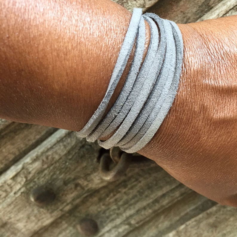 Double Wrap Leather or Faux Suede Choker Necklace Choker Wrap Necklace Necklace Bracelet Circle Ring