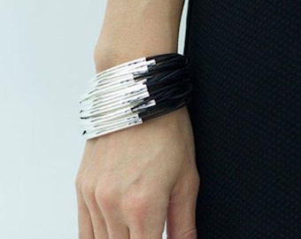 Leather Cuff Bracelet, Cuff Bracelet for Women, Boho Jewelry, Wrap Bracelet, Bohemian Cuff, for Wife, Wrap Around Bracelet, Gift for Her